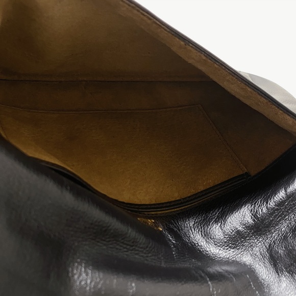 Gucci 1970’s Blondie Black Leather Gold Plated GG Logo Clutch Bag Italy - Picture 9 of 12